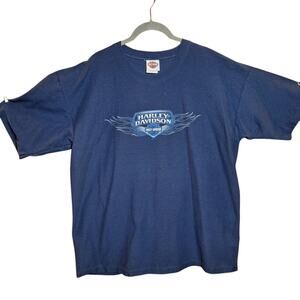 Harley Davidson vintage double sided graphic tee Mens XL ribbed blue Y2K 2006